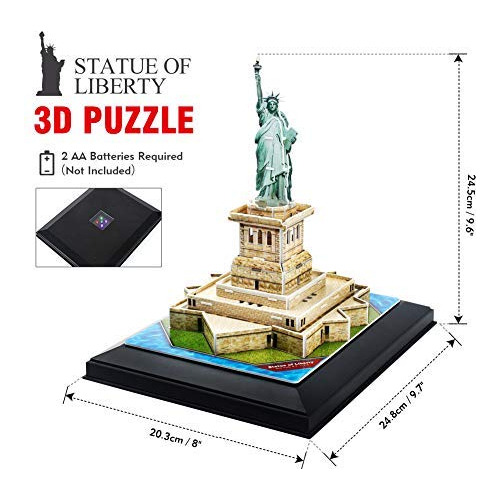 Rompecabezas 3d, Estatua De La Libertad, Luz Led
