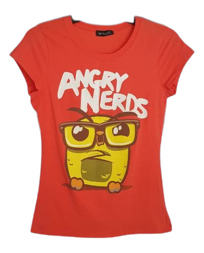 Playera Estampado  Angry Nerds  Color Salmón Intenso