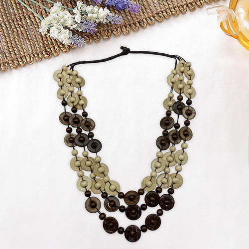 Collar Bohemio Multicolor Collar De Cuentas De Cafe Blanco