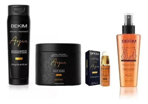 Kit Bekim Argan Shampoo + Mascara + Serum +protector Térmico