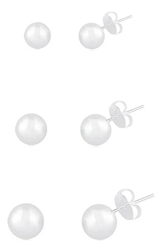 Kit Trio Brincos Bola Bolinha 2mm 3mm 4mm Em Prata 925