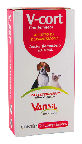 V-cort Antinflamatório Antialérgico P/ Cães Gatos 20 Comp.