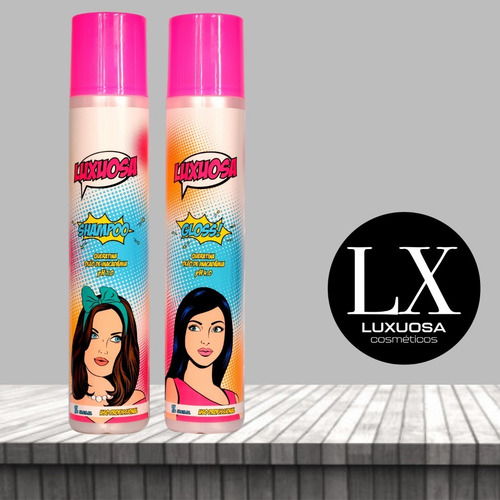 Kit Escova Progressiva Gloss Luxuosa Cosméticos 2x1 Litro