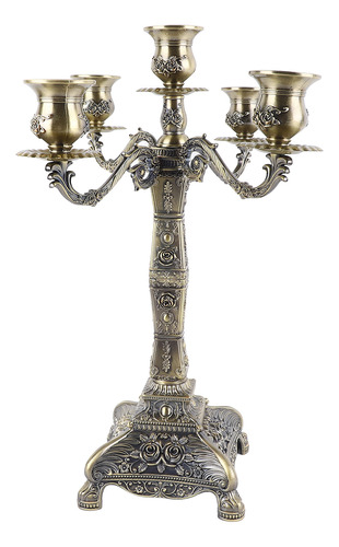 Candelabro Con Forma De Pilar, Brazos Metálicos, Estilo Euro