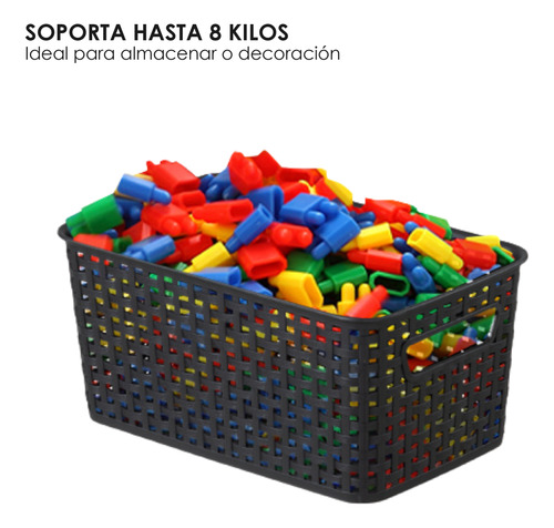 Set 6 Cajas Canastas Organizadoras Plástico Decorativas Negro