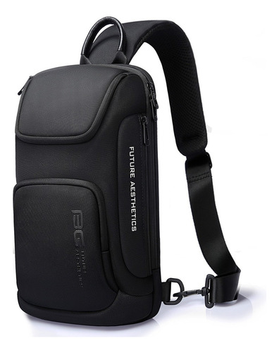 Mochila Transversal Pequena Bolsa Ombro Shoulderbag Cor Preto Desenho Do Tecido Liso Premium
