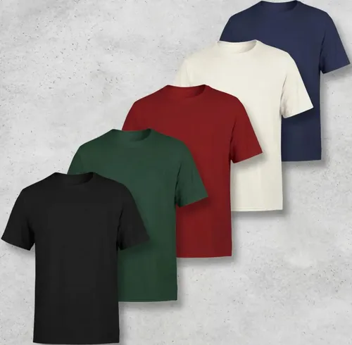 Kit 5 Camisetas Basicas Fio 301 Malha Sem Transparencia