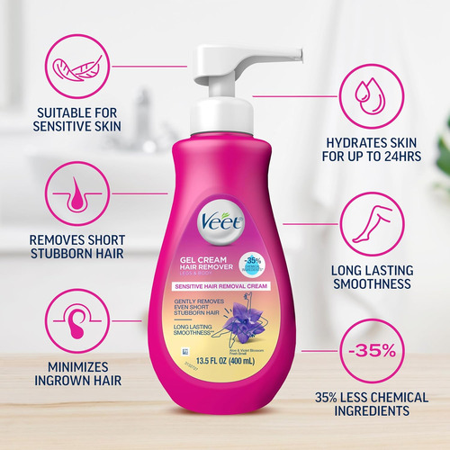 Depilatorio, Crema Depilatoria Veet Gel Sensitive, 13.5 Onza