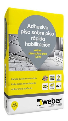 Pegamento Weber Piso Sobre Piso 12hs X30kg