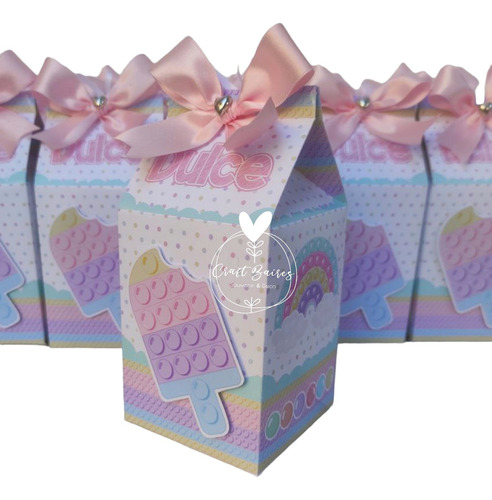 10 Caja Golosinera Personalizada Pop It Pasteles Craftbaires