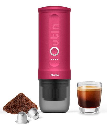Nano Cafetera Portatil Outin, Recargable, 80ml, Rojo Carm...