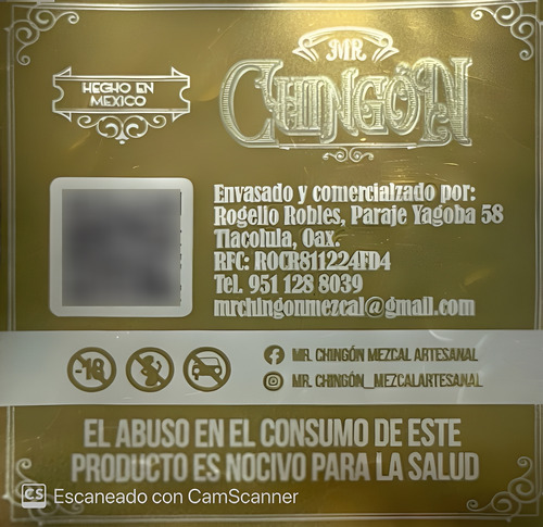 Mr. Chingón Licor Premium De Agave 750ml