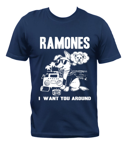 Remera Ramones I Want You Around Perrito Playa