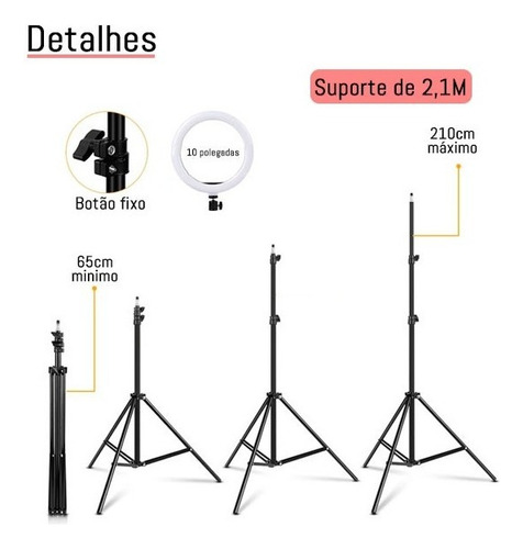Ring Light Iluminador Luz Led Com Tripé 2.10m Profissional