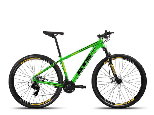 Bicicleta Aro 29 Cambios Shimano Gts Feel 21 A Disco Cor Verde/preto/amarelo Tamanho Do Quadro 17