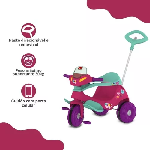 Motoca Triciclo Velobaby Passeio Com Pedal Para Menino