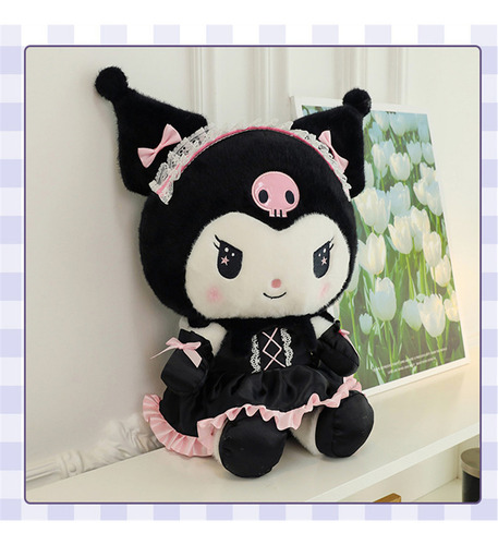 Peluche Gatita Kuromi 45cm Felpa Negra Hipoalergénico