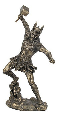 Unicorn Studio Acabado Bronce Nordico Thor Martillo Estatua