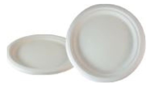 Plato Desechable Bio 18 Piezas De Caña De Azúcar Liso 22 Cm Blanco