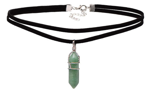 Collar Gargantilla Doble Capa De Cristal Aventurina Verde