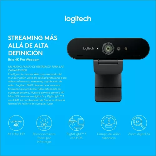 Cámara Web 4k Logitech Brio, Ultra Hd Pro Webcam Con Hdr