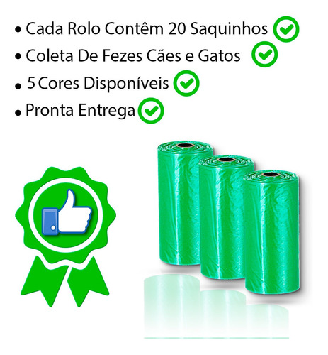 Imagem 3 de 7 de Kit Coletor Fezes 60 Saquinho Pet Cachorro Cata Caca Refil