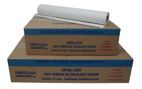 Lençol Descartavel Papel Hospitalar Maca 50x50 Cx 10 Rolos