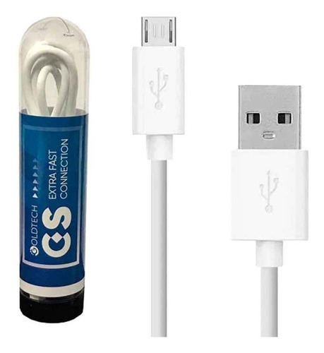 Cable Micro Usb Goldtech En Tubo Blanco 1mt