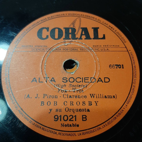 Pasta Bob Crosby Y Su Orquesta Coral C267