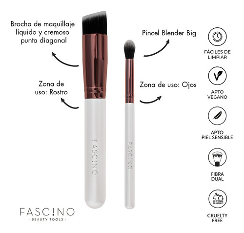 Imagen 3 de 12 de Set 18 Brochas Y Pinceles De Maquillaje Crueltyfree Fascino