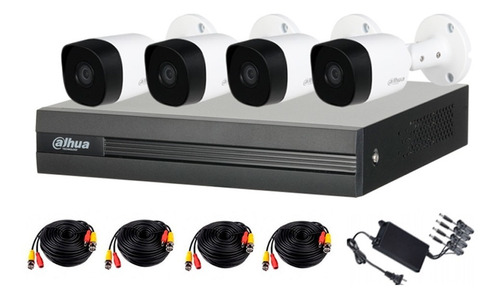 Kit 5mp Dvr 4ch 4 Camaras Metálicas B2a51 H265+ 20m Exterior