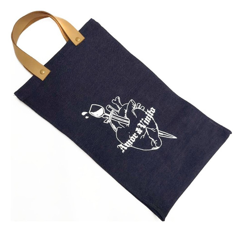 Bolsa Jean Y Cuero Para Botella De Vino Factura A O B