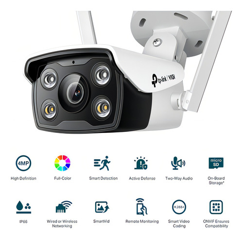 TP-Link 4 MP Vigi C340-w 4 mm Ext. Câmera de segurança IP/WiFi cor branca