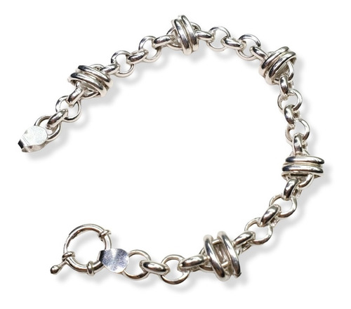 Pulsera Plata Rolo Con Traba