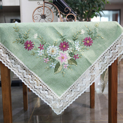 Mantel Bordado De 90x90cm, Mesa Rectangular Para