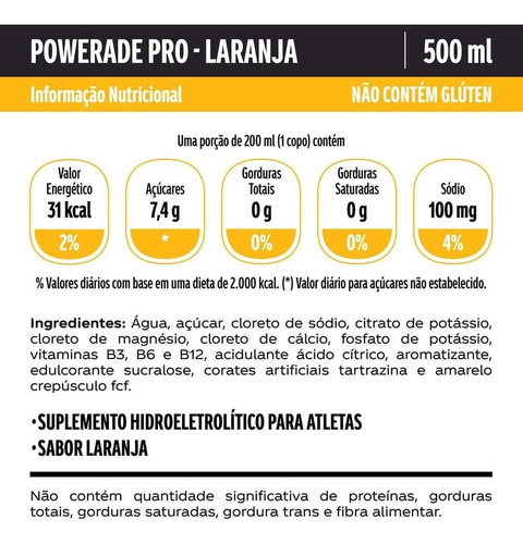 Bebida Isotônica 500ml Powerade Kit C/6 Unidades-laranja