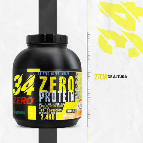 Suplemento En Polvo Proteína 34 Zero 2.4kg 80 Servicios Capuchino