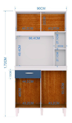 Imagen 2 de 3 de Kit Alacena Duda 90cm Platinum/blanco En Madera 1 Cajon