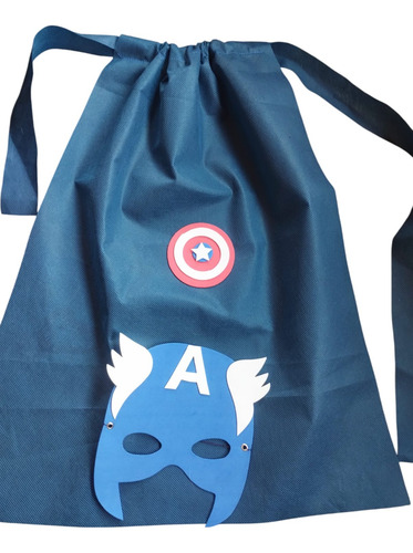 Máscara + Capa + Bolsita Golosinera Friselina Superhéroes Variado Infantil