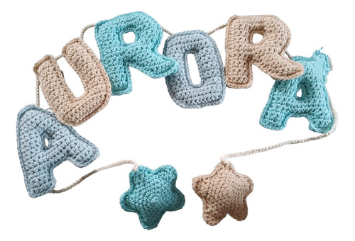 Guirnalda Letras A Crochet Cartel Cuarto 9 Letras