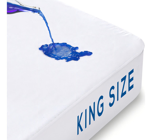 Protector De Colchon Impermeable Blanco Microfibra King Size