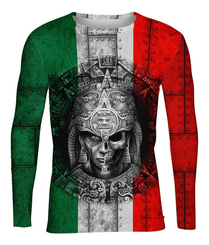 Playera Full Print M. Larga Azteca Bandera México 00030
