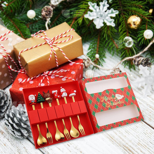 Juego De Cucharas Y Tenedores Navideños, 6 Piezas