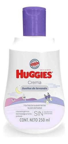 Crema Corporal Para Bebé Huggies Sueños De Lavanda 250ml 