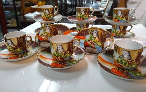 Antiguos 10 Pocillos De Café De Porcelana Satsuma,preciosos!