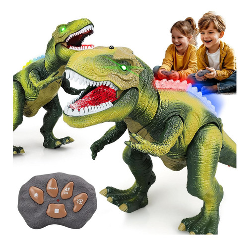 Dinosaurio Control Remoto Steam Life Verde Con Luz Y Sonido