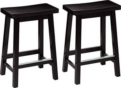 Taburetes De Madera Maciza Para Cocina, 24 , Negro - Set De 