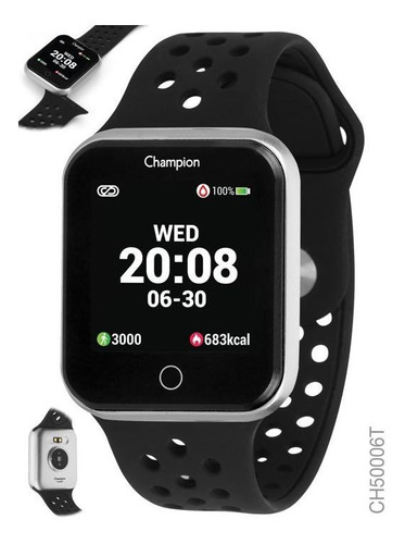 Relogio Smart Watch Champion Unissex Ch50006t Prata C/ Preto