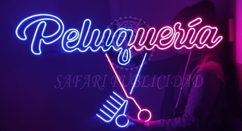 Cartel Peluquería En Neón Led -  Deco - Luminoso - Hogar