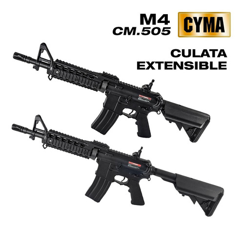 Rifle Marcadora Fusil Airsoft M4 Táctico Accesorios Cm.505